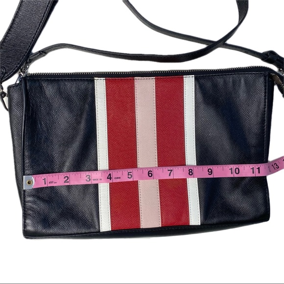 WHBM Leather Colorblock Striped Clutch Crossbody Shoulder Purse Red Pink Black - Picture 12 of 15